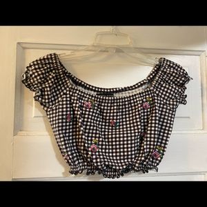 Checkered floral crop top